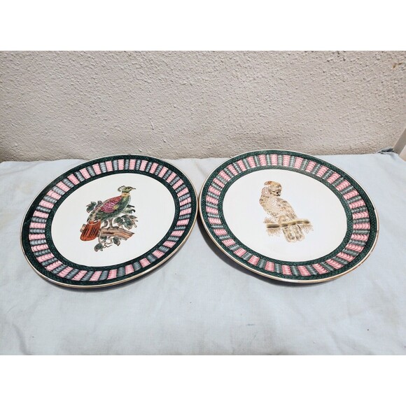 Lot Of 2 Oriental Accent Bird Plates Peacock Decorative Vintage 10.25 Inches - Picture 15 of 15